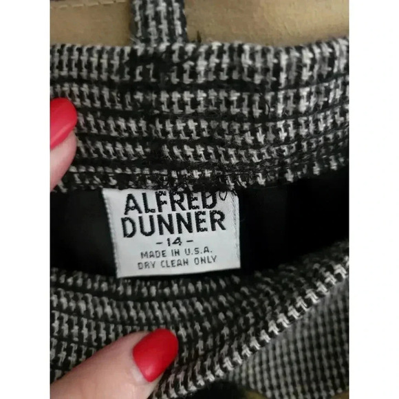 Vintage Alfred Dunner Womens 2pc 100Wool Suit Blazer Skirt Blk Sz 14 Made in USA - Picture 14 of 16